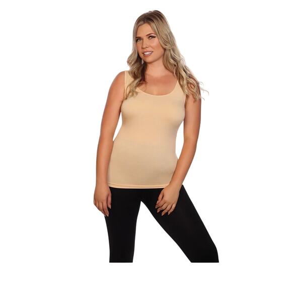 Skinny Tees Tops - Skinny Tees Basic Tank Top Toasted Almond - One Size 0-14